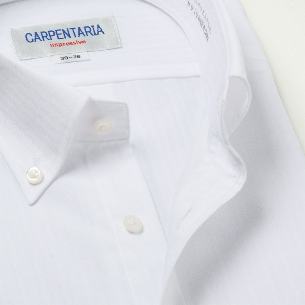 ワイシャツ[CARPENTARIA] ボタンダウン ホワイトドビーストライプ 形態