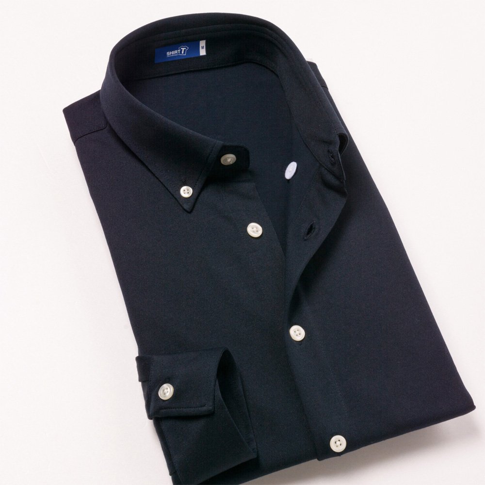 メール便可】ワイシャツ[SHIRT-T] ストレッチ 吸水速乾 ネイビー無地