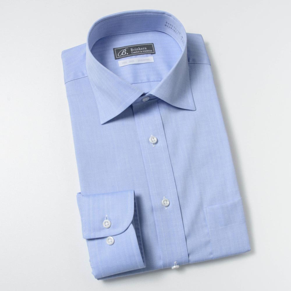 ワイシャツ[Brinkers] ワイドスプレッド 純綿 袖付け本縫い脇二本針 