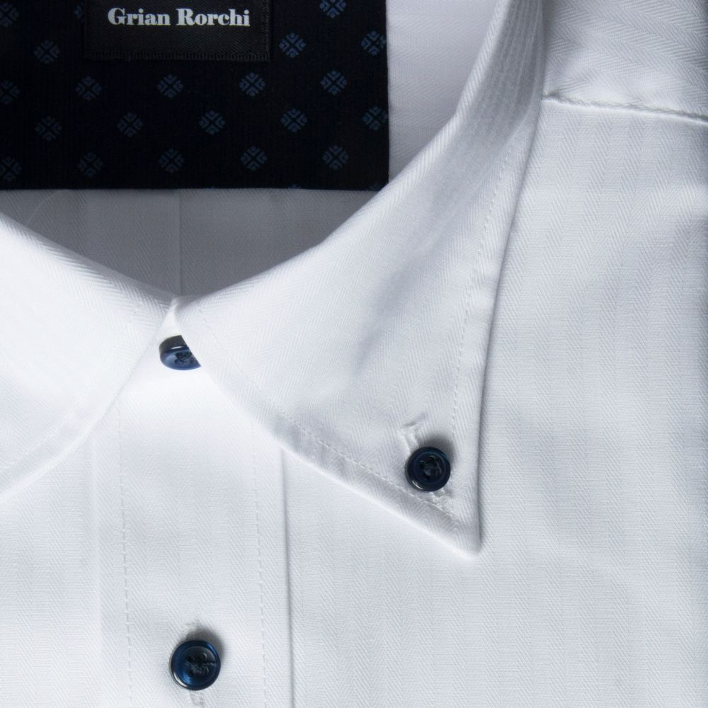 ワイシャツ[GrianRorchi] ボタンダウン ホワイトドビーストライプ 別