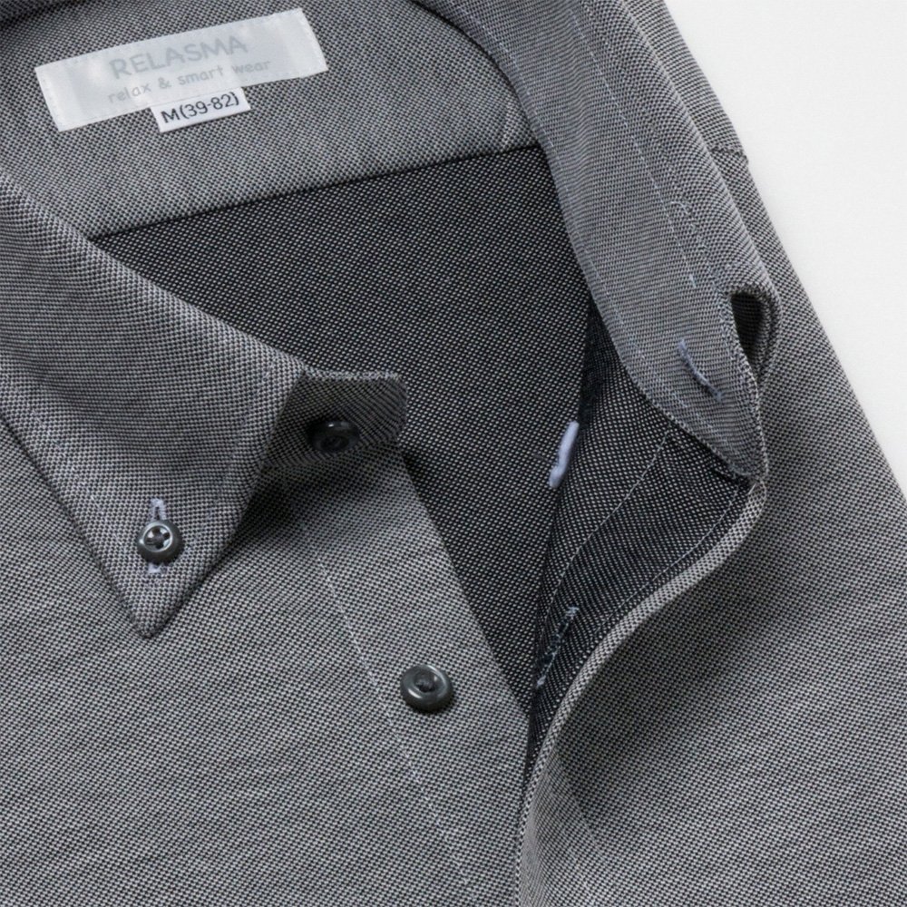 ワイシャツ[RELASMA] ボタンダウン スパーノアクティブ グレー無地