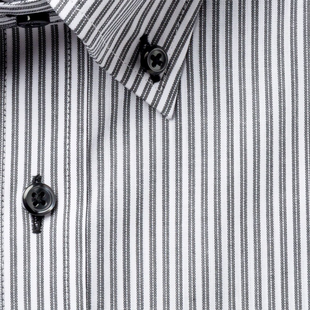 半袖ワイシャツ[BiMODE] ボタンダウン 吸水速乾 ブラック×ホワイト